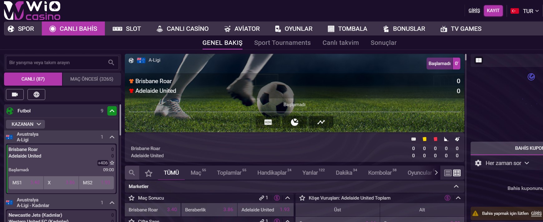 Wiocasino Spor Bahisleri